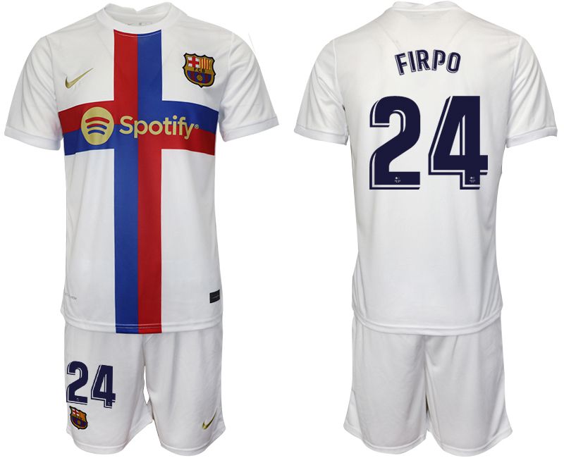 Men 2022-2023 Club Barcelona white away #24 Soccer Jersey->barcelona jersey->Soccer Club Jersey